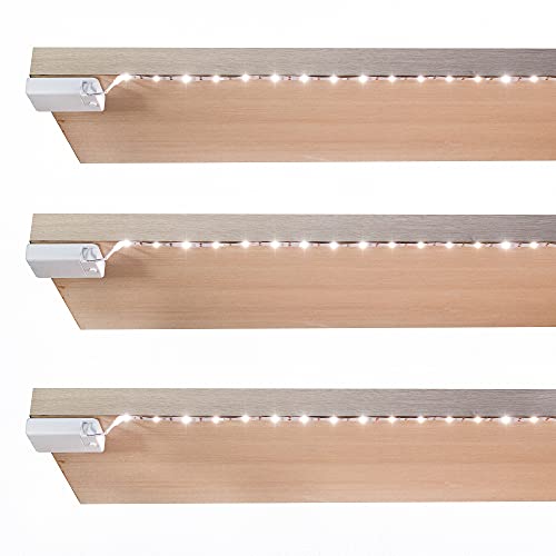 BestLuz Battery Powered LED Strip Lights, Wireless LED Strip Lights 40 inch x 3 Pack for Kitchen Under Cabinet Lighting, Shelves, Under Counter, Closet, Cordless Click Light, Neutral White 4000K