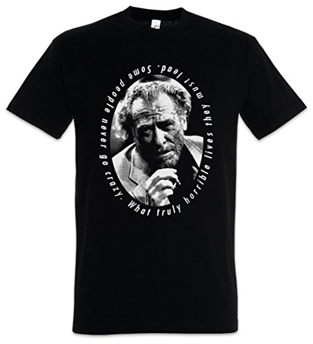 Urban Backwoods Charles Bukowski Portrait Men T-Shirt Black Size XL