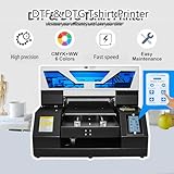 DTG Printer A3 L1800 UV DTG Printer T-Shirt Machine Higher Resolution 2880 x1440dpi UV Flatbed Printer with Vacuum Platform and Bottle Holder for T-Shirt Printing Glass Cups Acrylic Leather Stickers