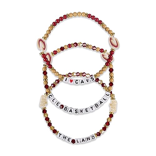 FOCO Unisex Adult NBA Team Logo Officially Licensed 3-Pack Beaded Friendship Bracelet, Gems