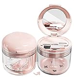 MURRI&MURRDI Retainer Case, Denture Bath Box with Strainer Basket, Mouth Guard Case, Braces Cleaner Cup, Denture Holder Storage Soak Container for Travel (Pink)