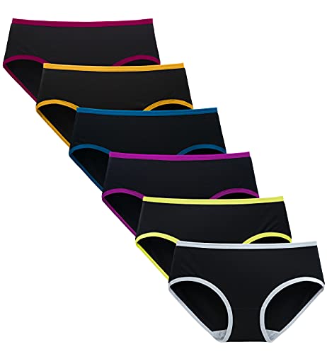 TUTUESTHER Cotton Hipster Panties for Women Mid Rise Underwear Full Coverage Soft Ladies Underwear Pack(Medium, 6 Black)