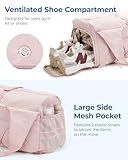 BAGSMART Gym Bag for Women, Lightweight Duffel with Shoe Compartment, Weekender with Wet Pocket, Workout Yoga Tote, Pink