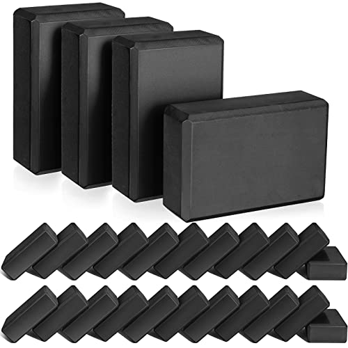 Lenwen 30 Pieces Black Yoga Blocks 9'' x 6'' x 3'' EVA Foam Non Slip High Density Dance for Stretching Pilates Meditation Accessories