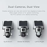 New 4K Security Cameras Wireless Outdoor with Solar Panel Dual Lens Linkage Camera, 360 PTZ Camera w/Auto Tracking, PIR Motion Detection, 20X Zoom, Color Night Vision (WIFI Version (20X Zoom))