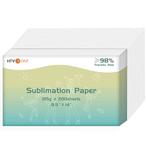 HTVRONT Sublimation Paper 8.5x14 Inch - 200 Sheets Transfer Paper Compatible with Inkjet Printer, Heat Transfer Paper for Tumblers, Mugs, T-shirts and Other Sublimation Blanks