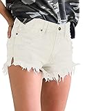 luvamia Womens Fashion Jean Shorts for Women Stretchy High Waisted Ripped Denim Shorts Women Denim Shorts Women Stretchy Short Shorts for Women Cute Clothes White Size Small Fits Size 4 Size 6