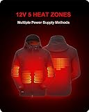 DEWBU Heated Jacket for Men with 12V Battery Pack Winter Outdoor Soft Shell Electric Heating Coat, Men's Black, XL