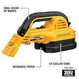 DEWALT 20V MAX Hand Vacuum, Cordless, for Wet or Dry Surfaces, 1/2-Gallon Tank, Washable Filter, Portable, Bare Tool Only (DCV517B)