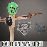 Wooden Fencing Puppets Balloon - Handmade Large 2024 New Man Bamboo Big Man Battle Board Games, Fun and Exciting 2-Player Wooden Robot Battle Balloon Game, Whack a Balloon Party Gamesfor 2 Players