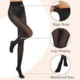 Aaronano 2 Pairs Black Shiny Pantyhose for Women High Waist Silk Oil Shimmer Sheer Tights S-M