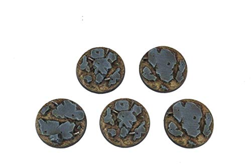 War World Gaming War Torn City Rubble Round Bases x 5 (40mm) - 28mm Heroic Scale Wargaming