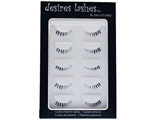 DESIRES LASHES False Eyelash Natural Wispy Fluffy Strip Style Asian Japanese Korean Clear Band Eye Lash 5 Pairs (09 Under Lower Strip)