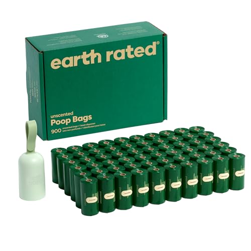 Earth Rated Dog Poop Bag Holder with Bags, Durable and Guaranteed Leakproof, Unscented, 1 Dispenser and 900 Count