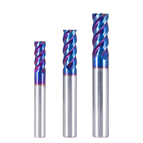 JIULI TOOL 3pcs HRC65 Carbide End Mills Set 4 Flutes Tungsten Steel Square Nose Milling Cutter for Steel 6mm 8mm 10mm