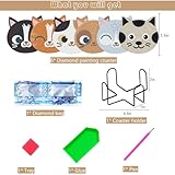 6 Pcs 5D Diamond Painting Coasters Kits with Holder, Cute Cats Diamond Art Coasters Set for Drinks Coffee Table, Diamond Painting kit for Beginners Adults DIY Art Craft Gifts Home Decors (cat)