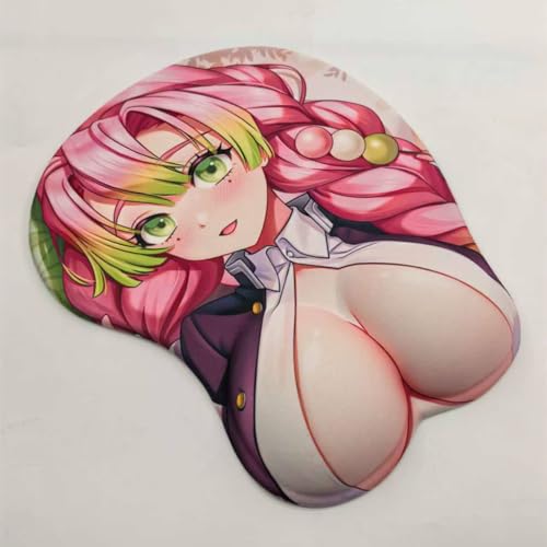 RUFSMAAN 3D Mouse Pad Oppai Mousepad with Soft Gel Wrist Rest Anime Manga Gaming Boob pad Anti-Slip Mouse Mat (kanroji)
