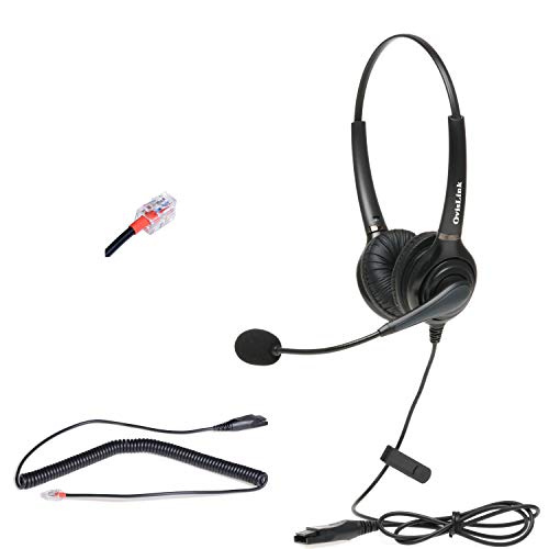 Grandstream Phone headset with 2 earpieces on both ears | Noise Canceling Microphone Call Center Headset Compatible with Grandstream High-End IP phones | RJ9 Headset Quick Disconnect Included