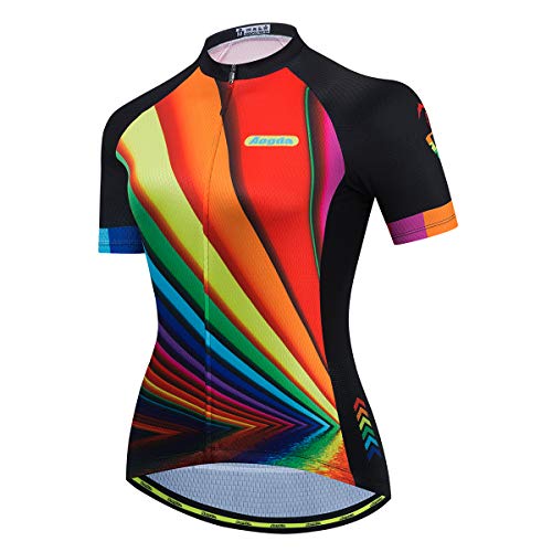 Cycling Jersey Women Aogda Bike Shirts Team Bicycle Clothing Lady Biking Tops Tights（Small）