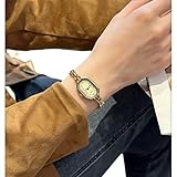 FANMIS Women's Vintage Oval Watches Luxury Minimalism Bracelet Small Gold Watch Ladies Analog Waterproof Watch Fashion Bangle Bracelet Dress Watch with Stainless Steel Band (Gold)