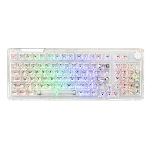 KiiBoom Phantom 98 Hot Swappable Crystal Gasket-Mounted Mechanical Keyboard, Triple Mode NKRO Gaming Keyboard with South-Facing RGB, Clear Keycaps, 8000mAh Battery for Win/Mac