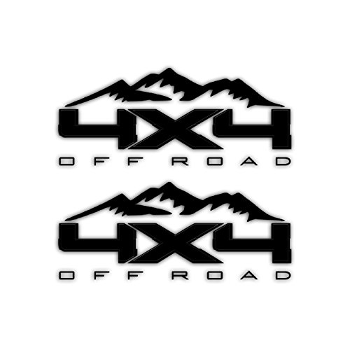 4X4 Off Road Mountain Bedside Vinyl Decal for Ford Trucks Matte Black