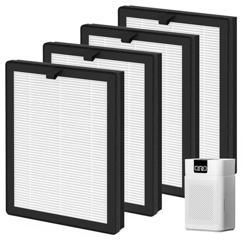 Harebery 4-Pack ClearAir-A5 Replacement Filter Compatible with A5 Purifier, 3-Stage Filtration System with Pre-Filter, HEPA-Type and Activated Carbon