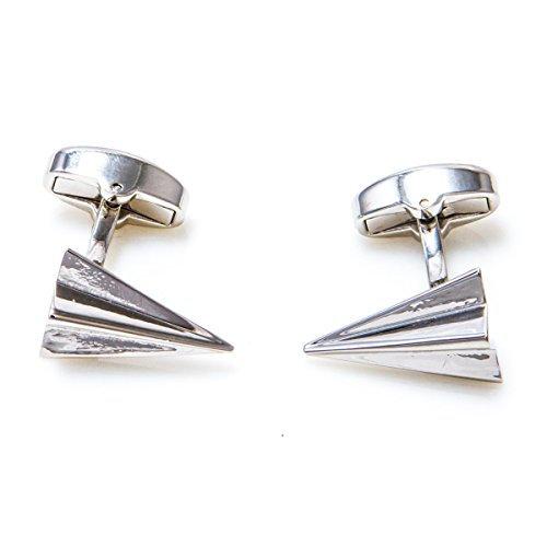 MRCUFF Airplane Paper Plane Aircraft Pilot Pair Cufflinks in a Presentation Gift Box & Polishing Cloth