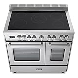 Verona Prestige Series VPFSEE365DSS 36 Inch All Electric Freestanding Range Double Oven Convection, 5 Burners Dual Center Element Chrome Knobs and Handle Stainless Steel