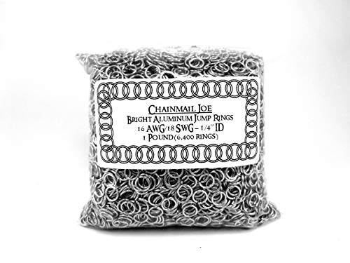 1 Pound Bright Aluminum Chainmail Jump Rings 18G 1/4" ID (6400+ Rings!)