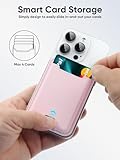 TopMade Phone Card Holder, Premium Leather Phone Wallet Stick on, Stronger 3M Adhesive Credit Card Holder for Back of Phone Case, iPhone, Samsung, and Android, RFID Blocking, Fit 4 Cards, Pink