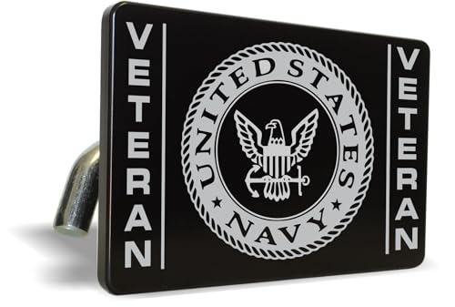 [Officially Licensed Product] - U.S. Navy Veteran - Premium Quality Anodized Billet Aluminum Laser Etched UV Resistant Metal Trailer/Tow Hitch Cover for 2" Receivers for Car, Truck
