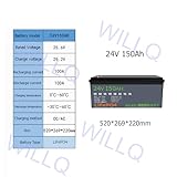 WILLQR 24V 150Ah 3.84kWh Deep Cycle LiFePO4 Battery Built-in 100A BMS 2000+ Cycles Perfect for Solar/Energy Storage System/RV/Marine/25.6V Backup Power