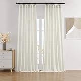 Joydeco Linen Curtains 2 Panel Set,Light Filtering, Ivory on Linen Curtains 96 Inch Curtains for Living Room, Cream Drapes 96 Inches Long Rod Pocket Back Tab Curtains (96" L x 52" W)