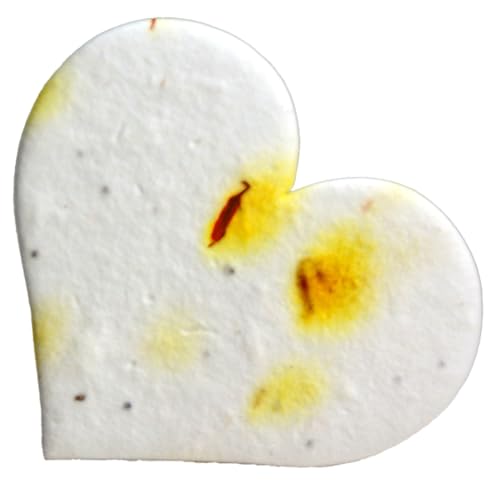 Bulk Seed Paper Large Hearts Recycled Flower Petals Set of 100 Handmade Shapes (Yellow #07s)