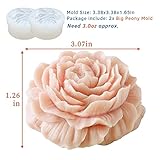 2PCS Peony Flower Silicone Soap Molds 3D Resin Candle Molds Flower Fondant Silicone Mold for Handmade Cake Decoration Cupcake Jelly Candy Chocolate Epoxy Casting Resin Craft