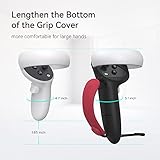 KIWI design Controller Grips Cover with Battery Opening Adjustable with Knuckle Straps, Compatible with Quest 2 Accessories (BK+RD+BU)