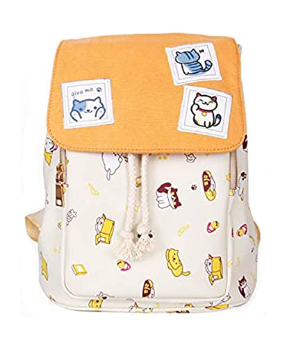 MONMOB Neko Atsume Anime Backpack Cover Type Cute Cat Backpack Teenage Girls' Backpack Bookbag Outdoor Daypack Gift for Women Girls