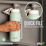 Ello Pop & Fill 40oz Stainless Steel Water Bottle with Quick Fill Technology, Double Walled and Vacuum Insulated Metal, Leak Proof Locking Lid, Sip and Chug, Reusable, BPA Free, Tonal Black