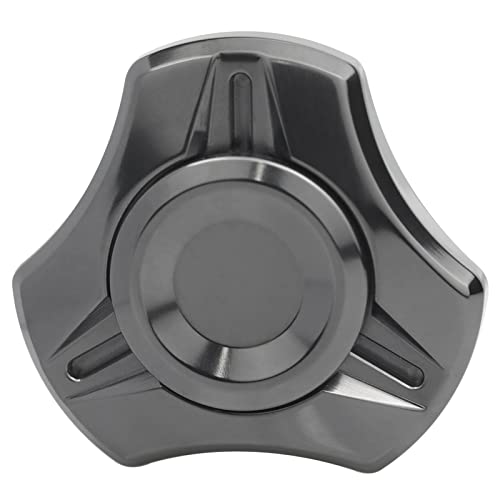 FREELOVE Metal Fidget Spinner for Adults, Stainless Steel Heavy Spinning Toys, Small Mini 4th Fox Hand Gyro, Bearing Premium Long High Spin Fidget Block, Zirconium Alloy Black