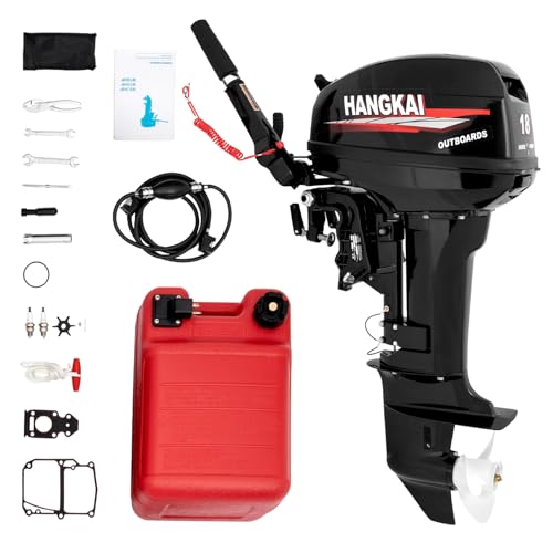 BJTDLLX Outboard Boat Motors, 2 Stroke 18HP Outboard Motor Boat Motor, 246CC Heavy Duty Fishing Boat Engine Marine Engine with CDI Ignition System Water Cooling System, 40CM/16inch Short Shaft