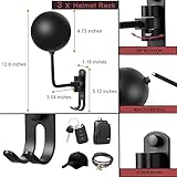 SANGMO 3 Pack 180° Motorcycle Helmet Rack, Rotation Metal Helmet Holder Wall Mount, Helmet Holder Bike with 2 Hooks Helmet Hanger for Motorcycle Bike Coats, Caps, Baseballs, Rugby Helmet(3 Pack)