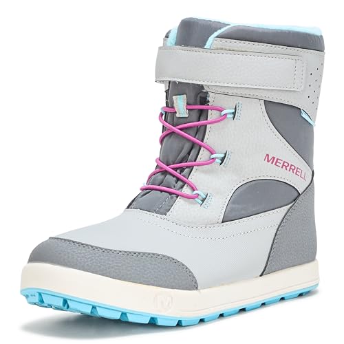 Merrell Snow Storm 3.0 Waterproof Boot, Grey/Turq/Pink, 1 US Unisex Big Kid