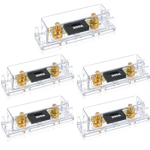 Yerliker 5 Pack 250 AMP ANL Fuse Holder Kit and 250A ANL Fuses for 0/2/4/8 Gauge AWG Fuse Block, Fuse Boxes, Automotive Fuse Holder, Car Truck Audio DIY