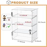 Acrylic Display Case with Lock Key 4 Tier Clear Display Case Locking Cabinet for Collectibles Figure Knife Rock Perfume Countertop Retail Showcase Display Box Wall Mount with Shelves 11.8x5.9x15.7 in