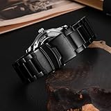 WOCCI 22mm Heavy-duty Metal Watch Band for Men, 316L Stainless Steel, Double Locking Deployant Clasp (Black)