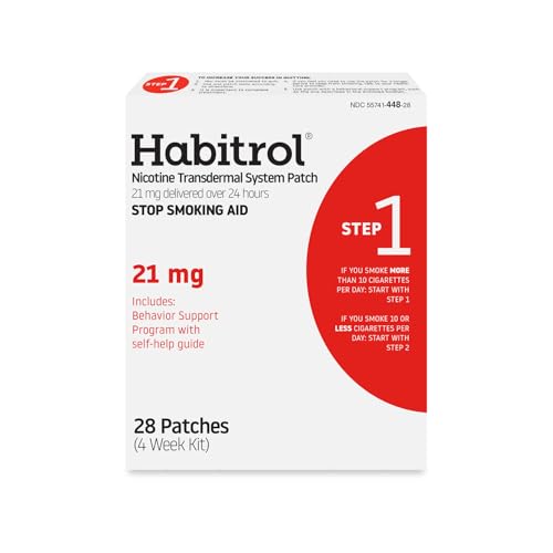 Habitrol Nicotine Transdermal System Patch | Stop Smoking Aid | Step 1 (21 mg) | 28 Patches (4 Week Kit)
