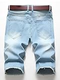 Litteking Men's Ripped Jean Shorts Casual Distressed Denim Shorts Summer Short Pants with Pockets Blue 4 34