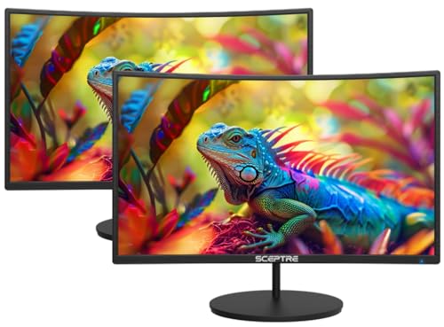 Generic 2X Pack - Curved 24 Inch Monitor FHD 100Hz Computer Monitor, HDMI X2 VGA 99% sRGB Build-in Speakers, VESA Mount, Tilt, Professional and Gaming Monitor – Machine Black, 2X Pack, 2PACK--C248WRN