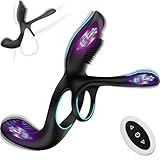 KUSHOR Vibrator for Couple, 3 in 1 Vibrating Cock Ring with 10 Modes, Men's Penis Rings Vibrators, Perineum Mens Vibrator, G spot, Clitorals Stimulator for Women, Sex Novelties, Adult Sex Toys & Games